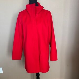 Pendleton Bright Red Longline Trench Coat with Stand Collar